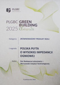 Zrównoważony produkt roku - płyta o wysokiej impedancji ogniowej